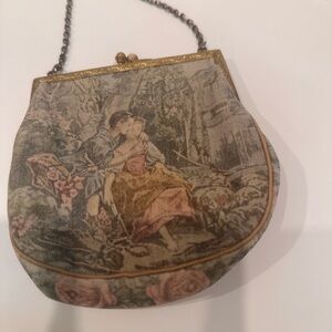 Vintage French Tapestry Clutch Bag